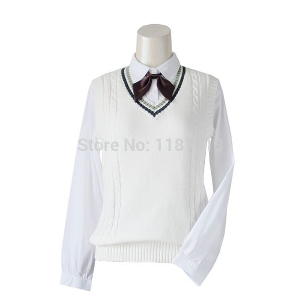 

women green / brown color collar v-neck cotton vest, Black;white