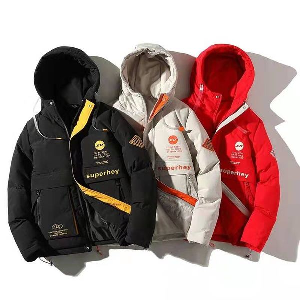 

mens designer jacket luxury cotton-padded thick winter puffer jacket men streetwear parka coat plus size red black hooded coats gift s-3xl, Black;brown