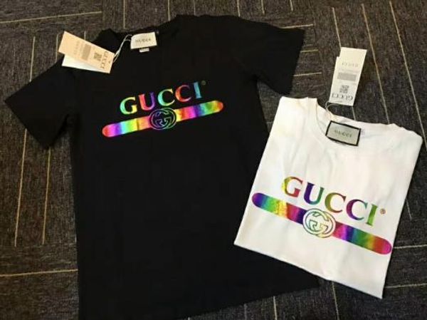 

new rainbow letter print t shirts designr s short sleeves funny t shirts for women and men summer breathable q3 gucci s t shirt, White