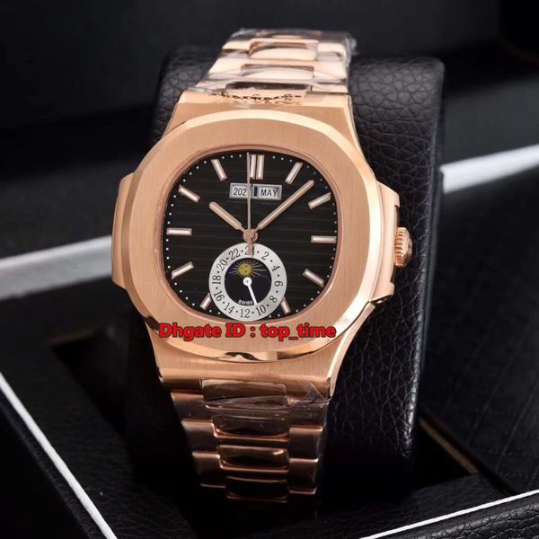 

5 colors new nautilus annual calendar moonphase 41mm automatic mens watch 5726 black dial rose gold bracelet gents sports watches, Slivery;brown