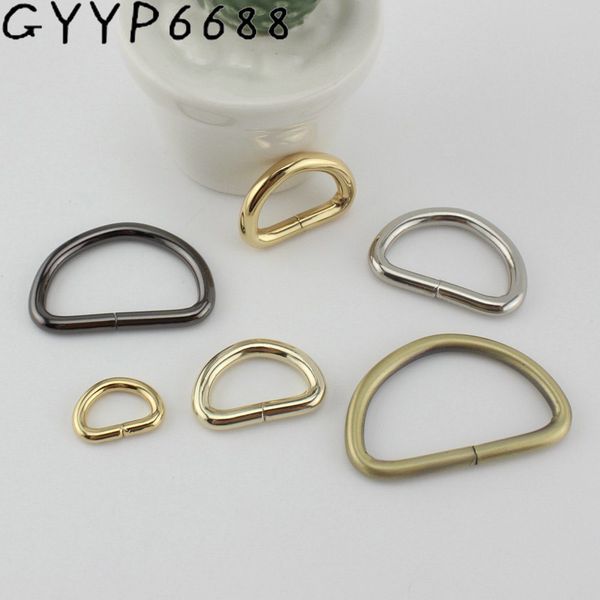 

50pcs 5colors 13mm 19mm 26mm 32mm 38mm opened d ring belt buckle,zinc alloy hardware metal 4.0mm line for bags round edge d ring, Black