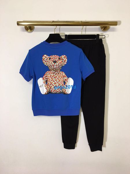 

высокого класса женщины девушки спортивная одежда комплект t-рубашка монограмма письмо медведь топ модель с коротким рукавом рубашки тройник, White