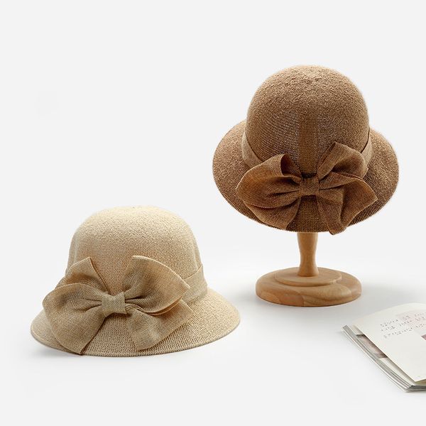 

women's sun hat big bow wide brim floppy summer hats for women beach panama straw hat sun protection visor femme cap biege, Blue;gray