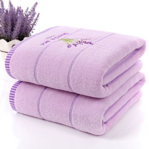 

fashion lavender large bath towel cotton serviette de bain embroidery home camping shower towels bathroom 70x140cm drop shipping