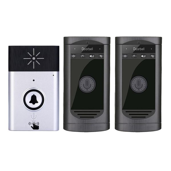 

h6s 1v2 wireless voice intercom doorbell kit two-way mobile intercom doorbell two indoor - silver+black