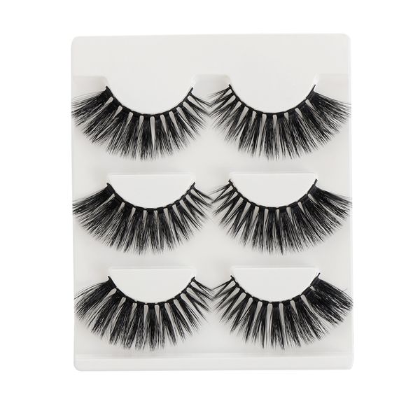

3 pairs 3d faux mink hair false eyelashes natural black long wispies lashes handmade cruelty-eyelash makeup beauty tools