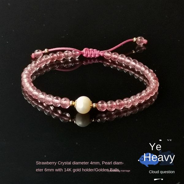 

pure handwork pearl strawberry crystal bracelet gift for girlfriends gifts extremely fine wedding bracelet simple and elegant, Black