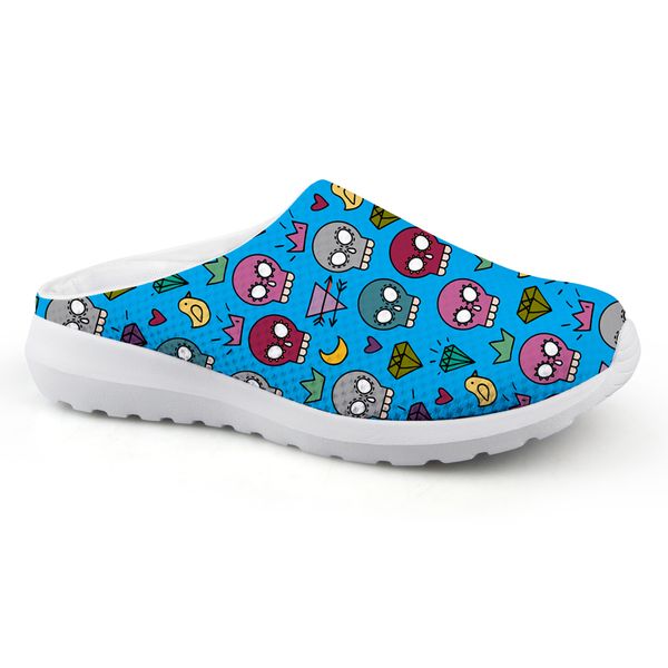 

customized colorful mens summer slippers cartoon skull printed mesh flats male beach casual water shoes men breathable sandals, Black