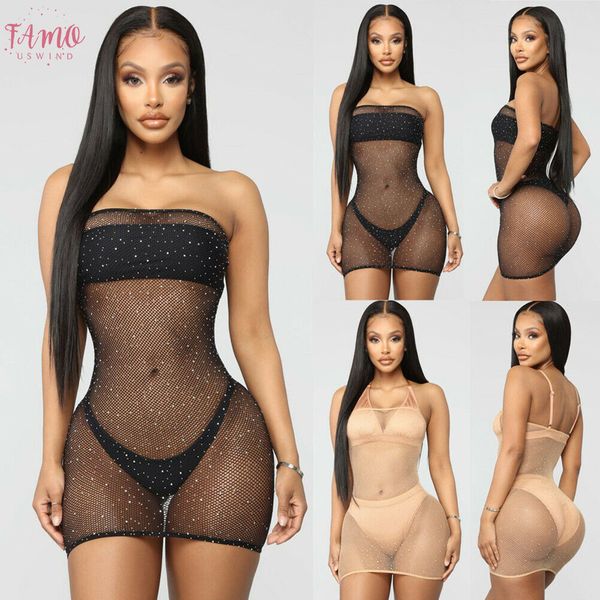

сексуальные женщины блеск блестки блестящая сетка sheer see through dress бикини прикрыть пляж мини платье, Black;gray
