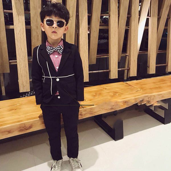 

boy suit small suit children's wear characteristics of new fund of autumn winters ribbon suit covered 2 times kids suits, Blue