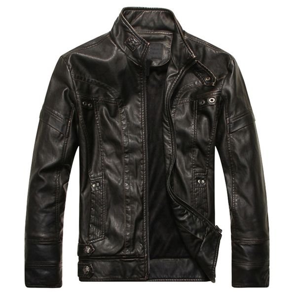 

mens leather jackets classic motorcycle bike cowboy jacket autumn casual male velvet thick coats brand clothing 5xl dropshipping, Black