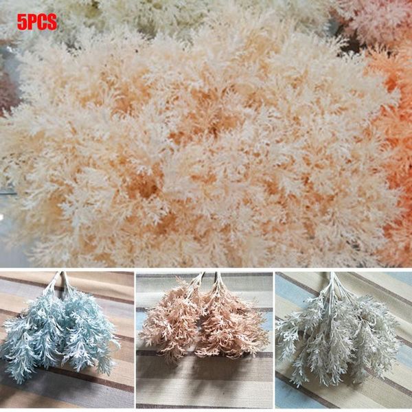 

newly 5pcs artificial flower bouquet handmade rime flower simulation flowers for home wedding deco cla88