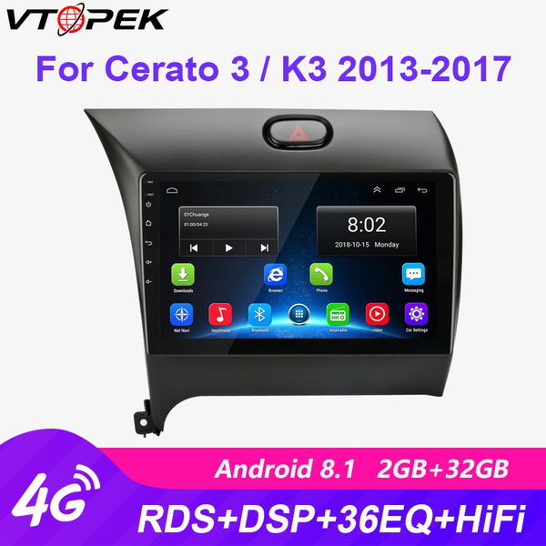 

vk android car radio multimedia video player navigation gps 2din player 4g+wifi for kia cerato forte 2013-2017 3 yd tuner car dvd