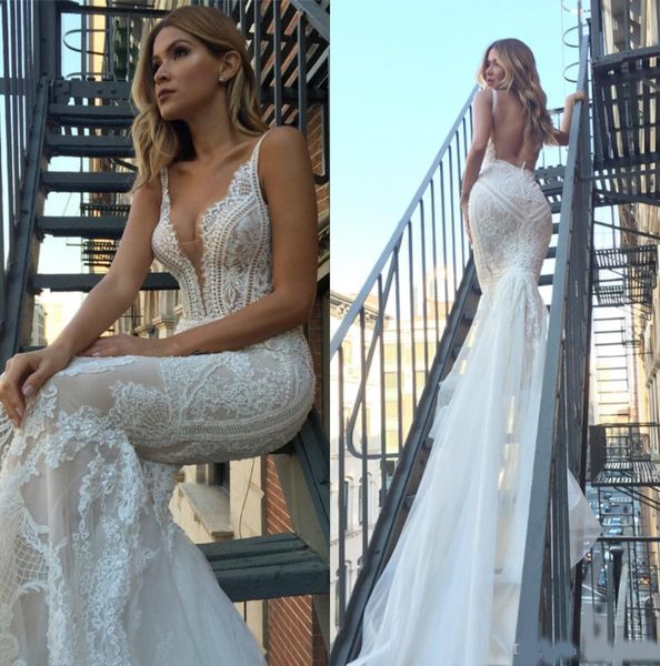 

pallas couture mermaid wedding dress 2020 plus size backless vestidos de novia lace bridal gowns for beach wedding, White