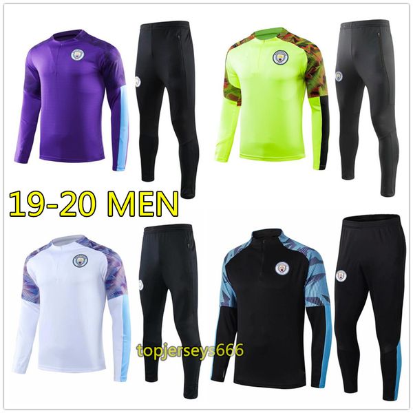 

19 20 city soccer tracksuit 2019 2020 mahrez de bruyne kun aguero football tracksuit training suit jogging survetement chandal, Black