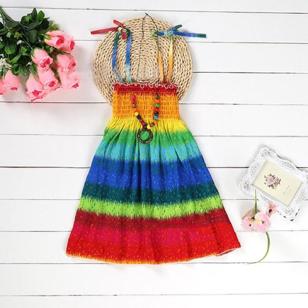 

2020 summer dress toddler baby girls strap dresses beach floral dress bohemian vacation leisure girl clothes sling vestido, Red;yellow