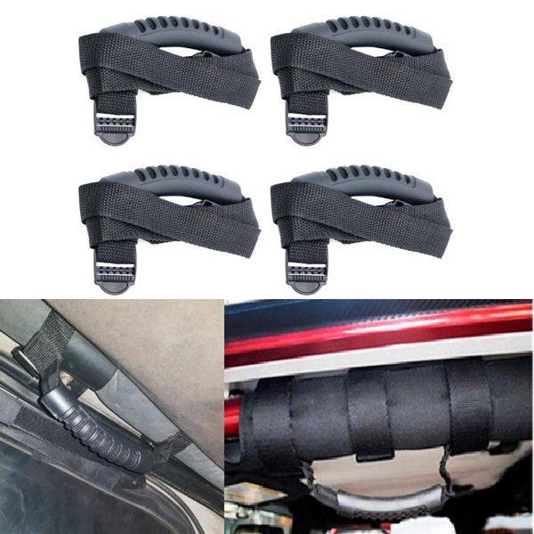 

4pcs roll bar grab handles grip bar pulling tab for wrangler yj tj jk jl sports sahara om rubicon door handlebar