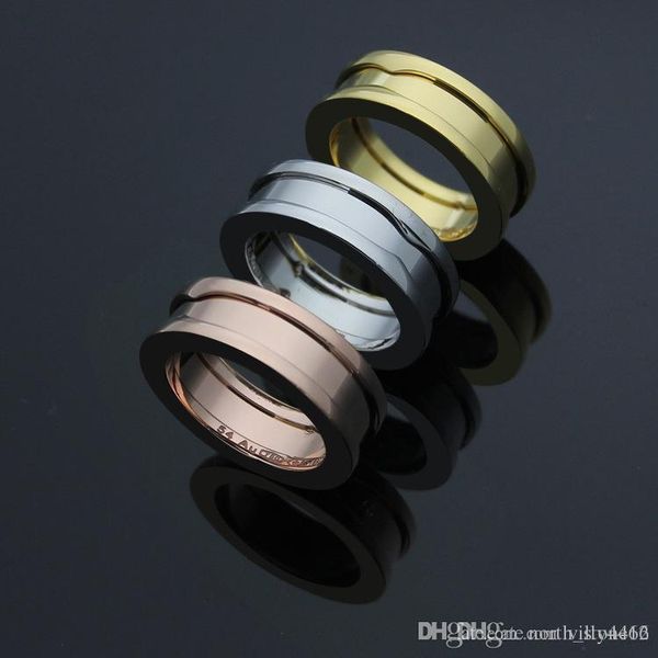

2019 famous brand multicolor circles 316l stainless steel black and white ceramic rings for men and women anillos fashion love jewelry logo, Silver