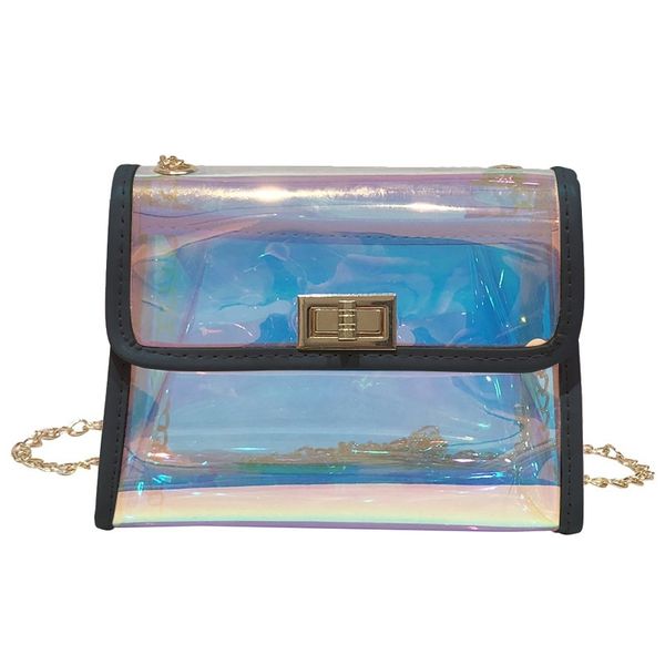 

2019 прозрачные лазерные сумки на ремне модные цепи crossbody сумка водонепроницаемый пвх сумка почтальона сумочки горячей продажи