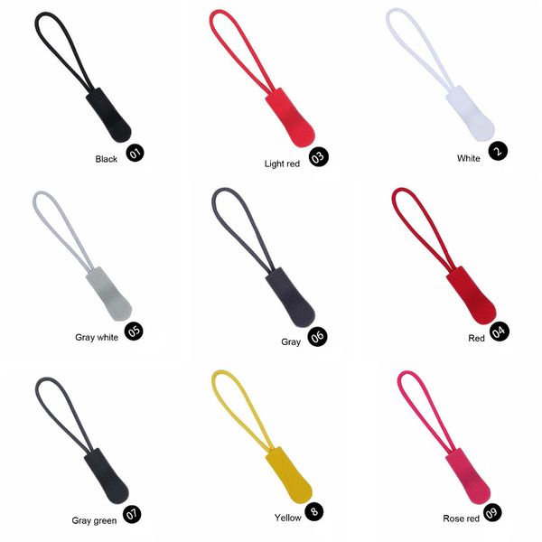 

zipper pull puller end fit rope tag retainer cord tab replacement clip slider zipper pull head clothes backpack rope a013, Black