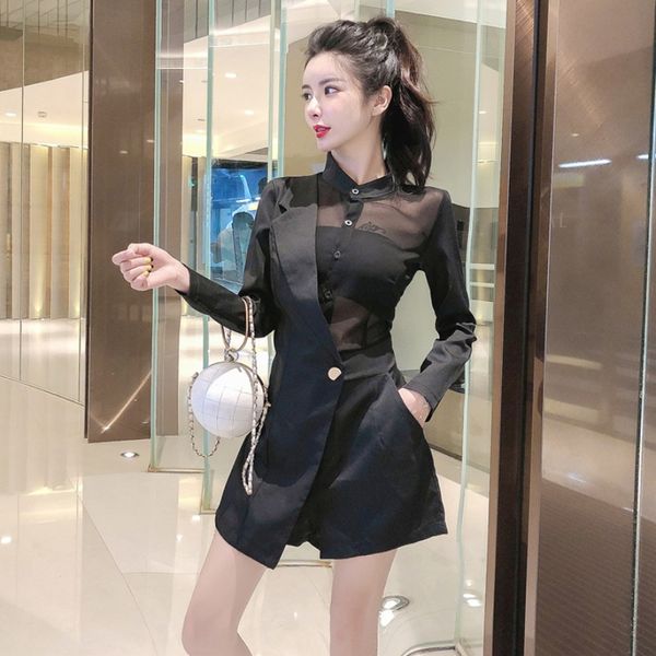 

womens korean-style casual wide-leg jumpsuit, Black;white