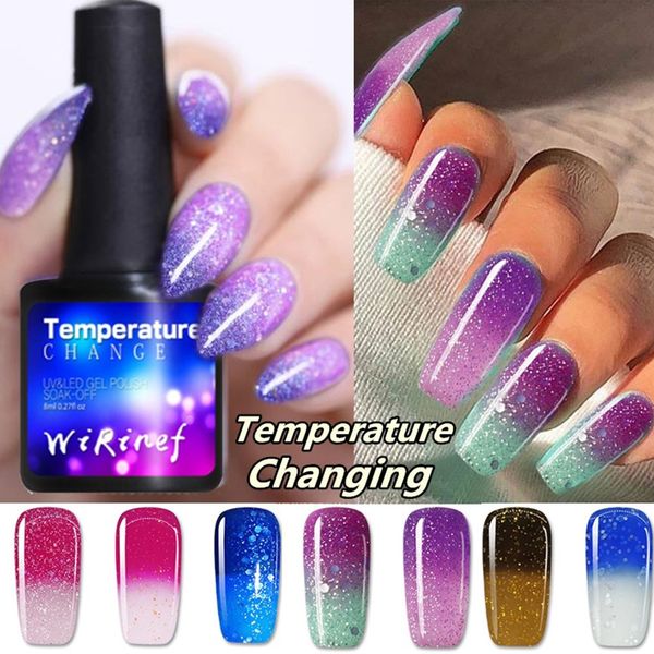 

1pc 8ml color changing varnish shinny shimmer nail lacquer water-based manicure glitter nail polish temperature