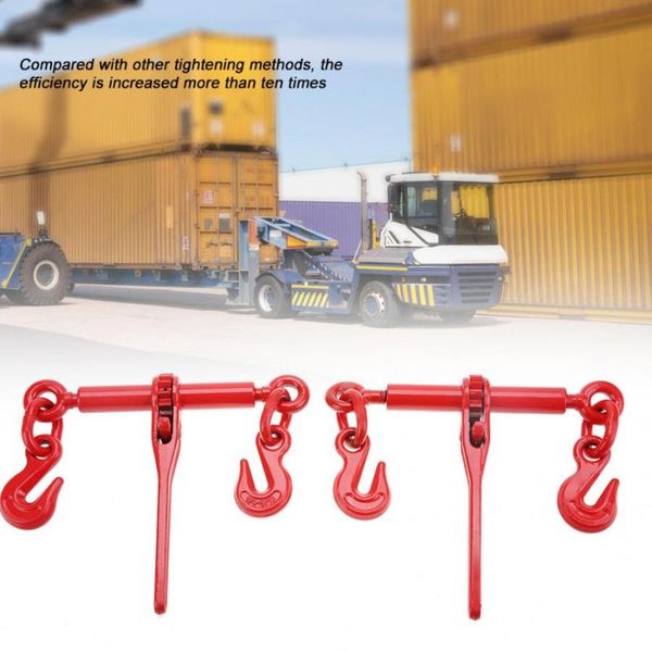 

2pcs ratchet load lever binder 1/4 - 5/16" chain hook tie down rigging equipment chain load binder