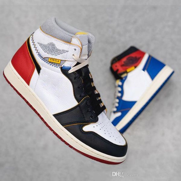 

2018 authentic union x 1 high og nrg la storm blue varsity red white 1s basketball shoes man sneakers bv1300-146 with original box