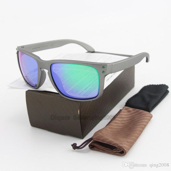 

2pcs brand design cylcing sunglasses grey frame green colorful polarized new fashion brand design for men women sport eyewear with box, White;black