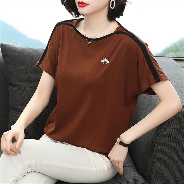 

short-sleeved women's 2020 loose summer clothes pure cotton half-sleeved t-shirt 40-year-old middle-aged women's large size mother, White