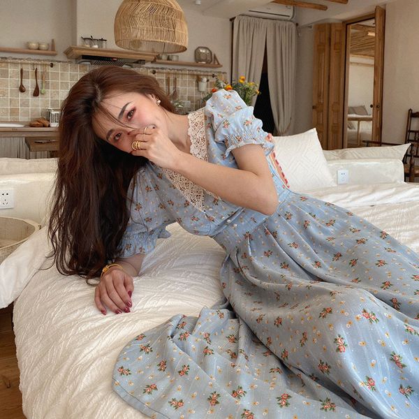 

french manor lace collar two-tone silver thread floral dress/majimitty independent original design, Red