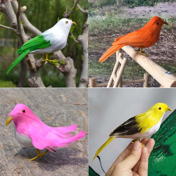 

4pcs artificial mini feathered bird ornaments simulation bird figurine festival holiday wedding party crafts