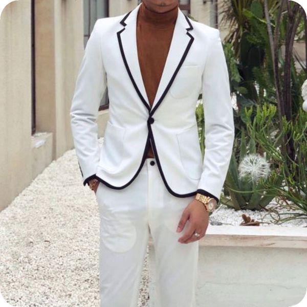 

custom made white men suits groom wedding tuxedos man blazers designer jacket pants 2piece slim terno masculino costume homme mariage, Black;gray