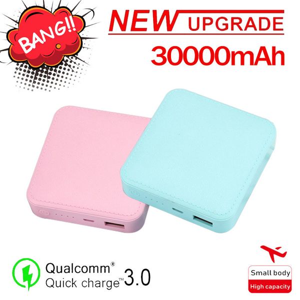 

30000mah power bank portable square large capacity cute compact mobile phone charger outdoor travel fast charger usb charging