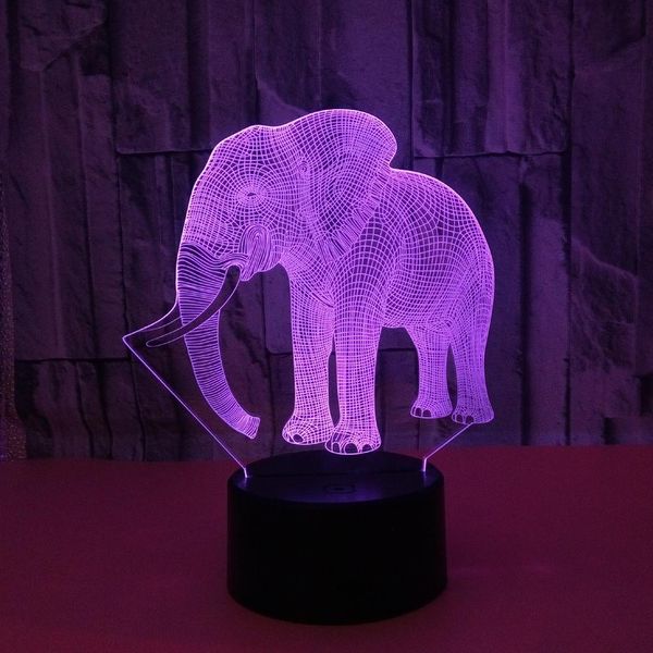 

solled elephant shape 3d led night lights with touch control 7 colors chang table lamp