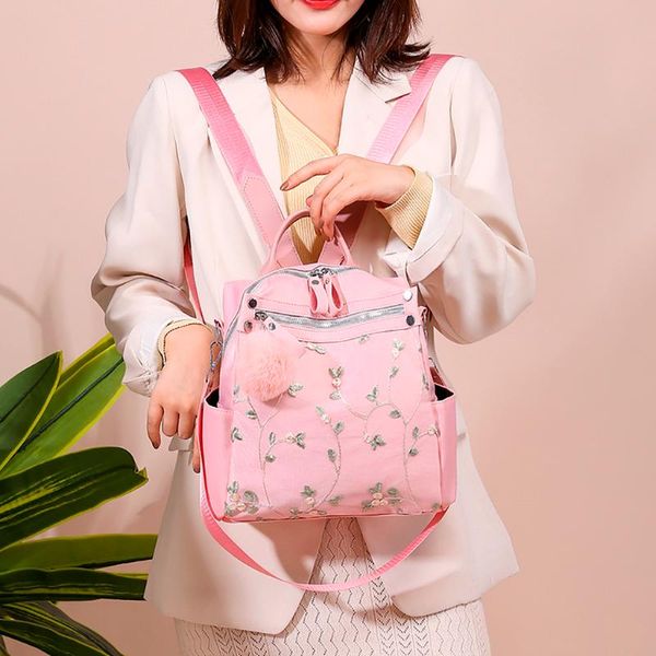 

women's fashion lace backpack embroidery bag anti-theft shoulder bag leisure