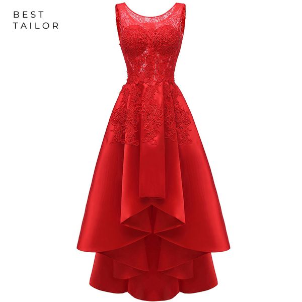 

red prom dresses high low sleeveless beaded lace asymmetrical party gowns vestidos de fiesta largos elegantes de gala fast ship, White;black