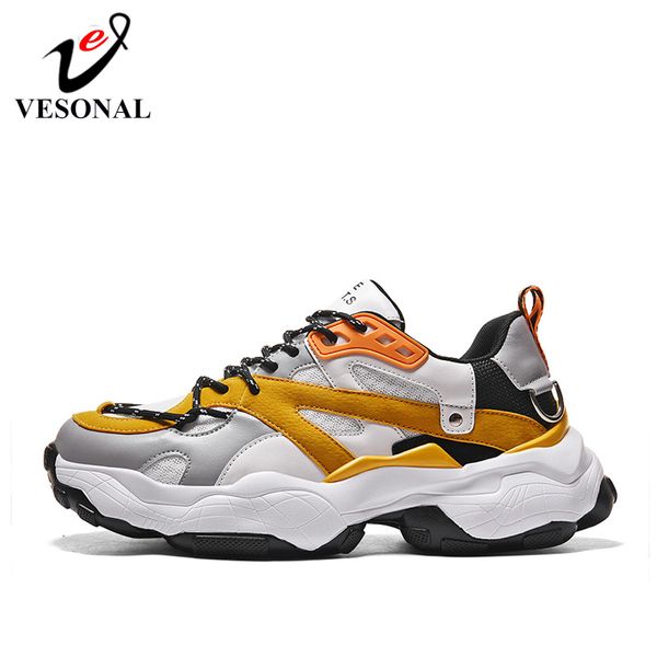 

vesonal 2020 spring thick sole designer hip hop sneakers men shoes leather casual fashion male shoes footwear street breathable, Black