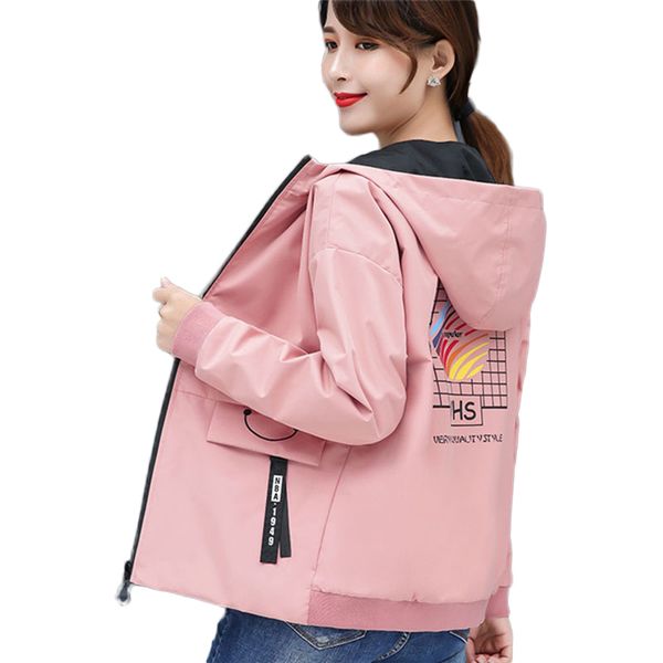 

plus size 4xl jacket women long sleeve hooded coats 2019 new spring autumn casual print zip up basic jackets for women nw2084, Black;brown