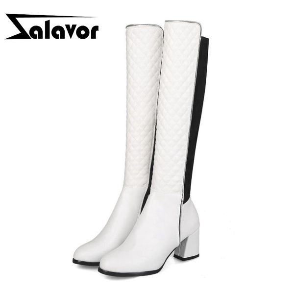 

zalavor 2020 мода смешанные цвета молния зимние сапоги теплый мех квадратные каблуки обувь женщина сексуальная ежедневно открытый botas разм, Black