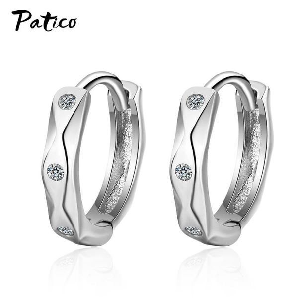 

geometric boutique women 925 sterling silver simple wedding party hoop earrings cubic zirconia birthday gift jewelry, Golden;silver