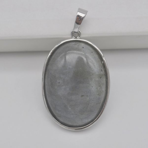 

natural labradorite stone bead oval gem pendant jewelry s949, Silver