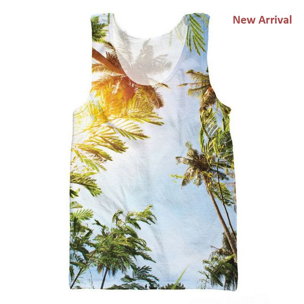

summer mes 3d tank sunny coconut trees 3d print vest vacation sleeveless fashion casual bodybuilding wholesale, White;black
