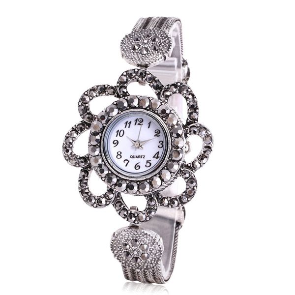 

ladies watch luxury new brand women round full diamond bracelet watch analog quartz movement wrist 2019, Slivery;brown