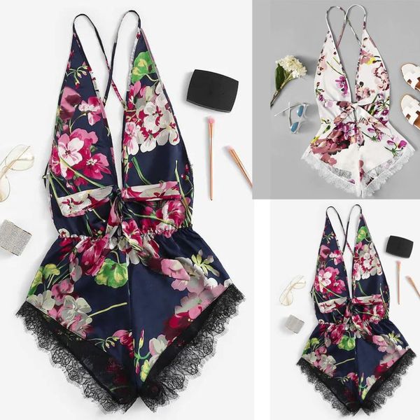 

women lingerie corset lace satin floral bow backless bodysuit teddy lingerie pajamas sleepwear erotic porno big sizes #d, Black;white