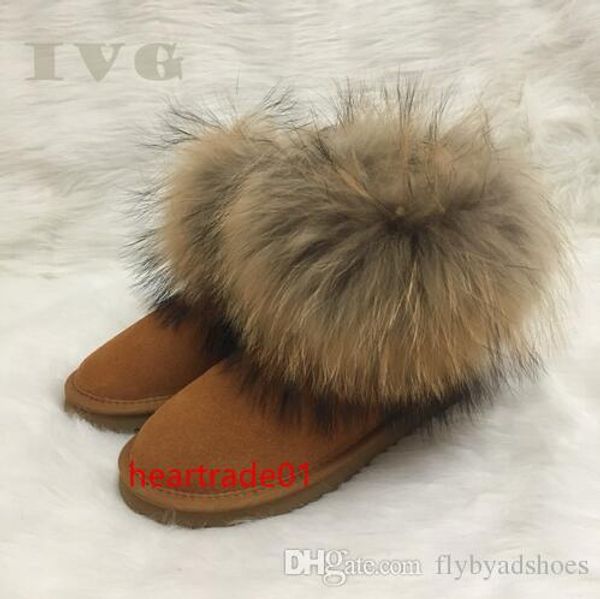 

boots women australian boots women snow boots faux fur cow leather ivg winter shoes brand ivg size us4-14