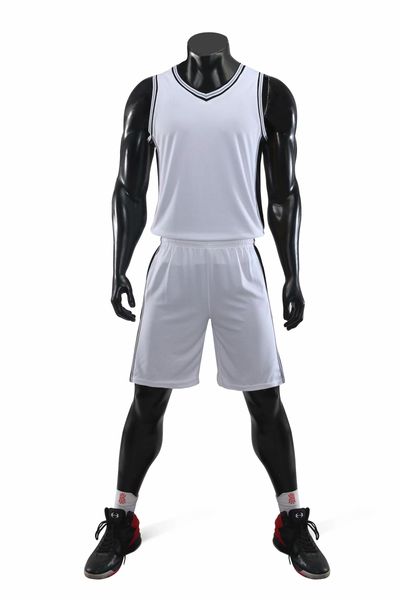 

men blank double-sided basketball team uniforms kits sports clothes tracksuits personality customized basketball sets with shorts a7-03, Blue;black