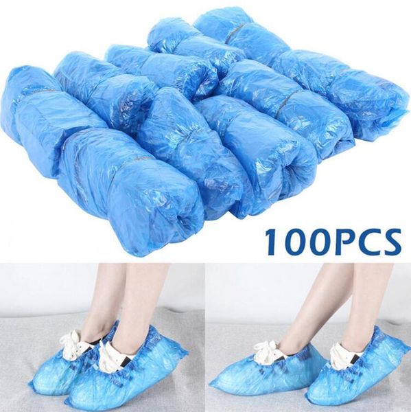 Plástico descartável Covers sapatos ao ar livre Indoor sapatos Lavagem a cobrir limpeza Galochas de protecção propés 100pcs / 150lots pacote OOA8075