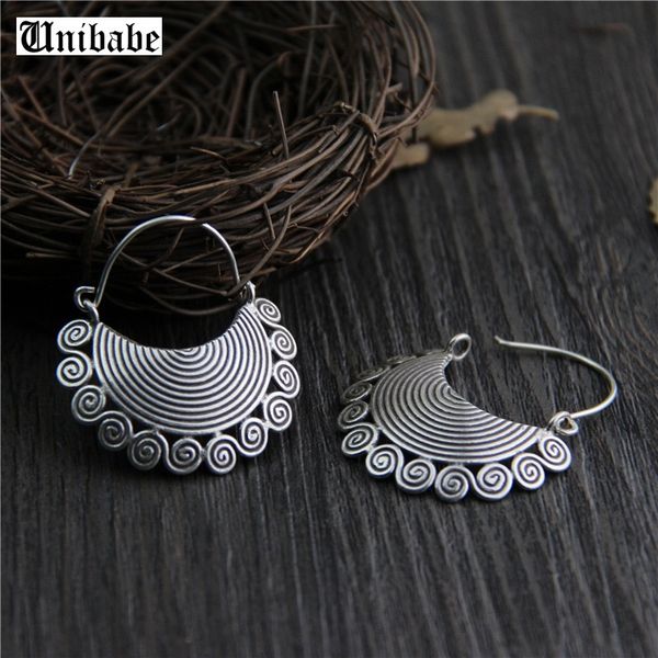 

pure silver ethnic thai hand made sterling s925 silver dangle drop earrings vintage matt retro craft woman jewelry (3ahp1) cx200628, Golden