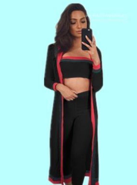 

cardigans strapless pants clothing set outfits women fall autumn suits 3pcs spring, Gray